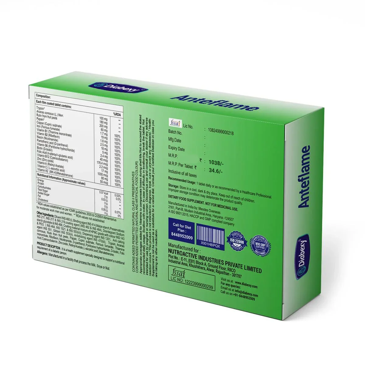 Diabexy Anteflame - 30 Tabs - Image 2