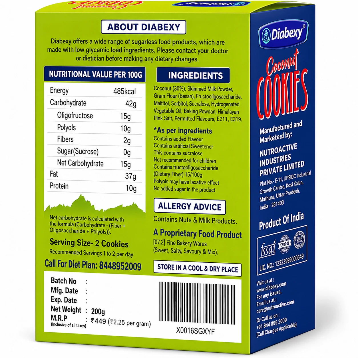 Diabexy Coconut Cookies - 200g - Image 2