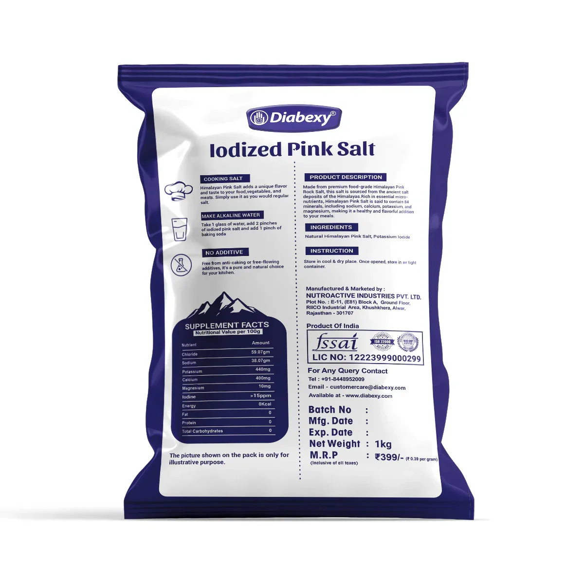 Diabexy Iodized Himalayan Pink Salt - 1 kg - Image 2