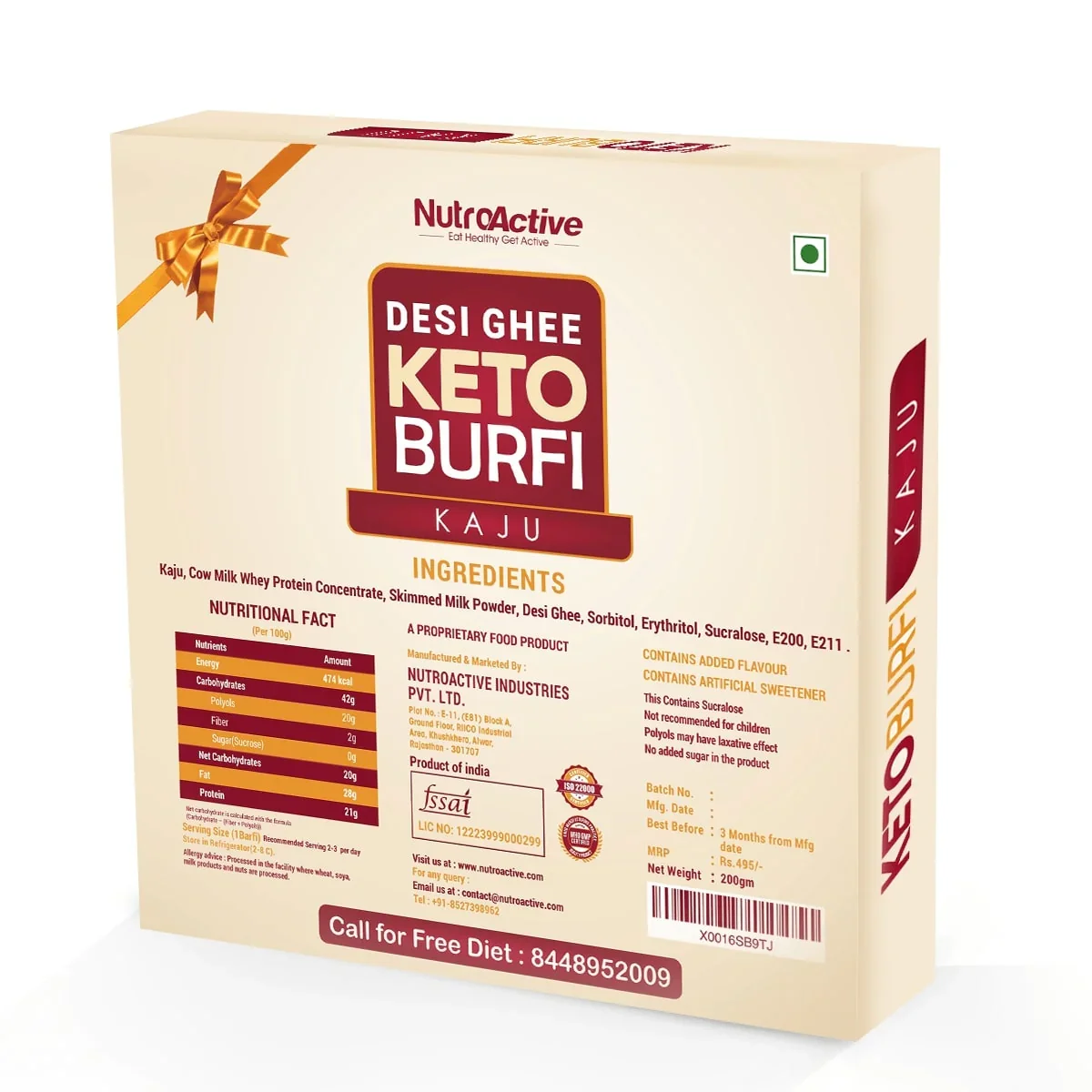 Keto Barfi - Combo Pack - Kaju & Coconut- 200g Each - Image 2