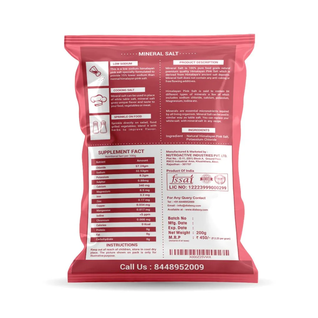 NutroActive MineralSalt Low Sodium Himalayan Rock Pink Salt Extra Fine Grain 200g - Image 2
