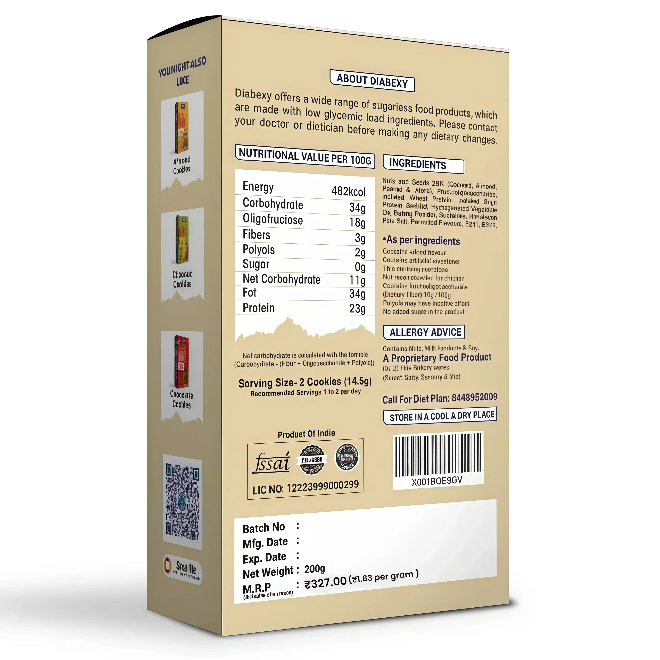 Diabexy Jeera Cookies Salted - 200g - Image 2
